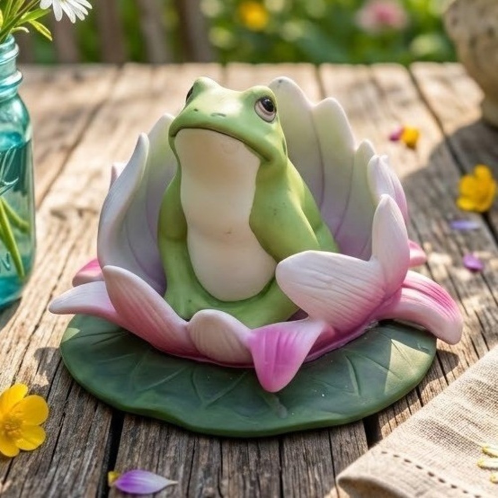 Vintage Franklin Porcelain Woodland Surprises Frog Lily Pad 1984 Cottagecore